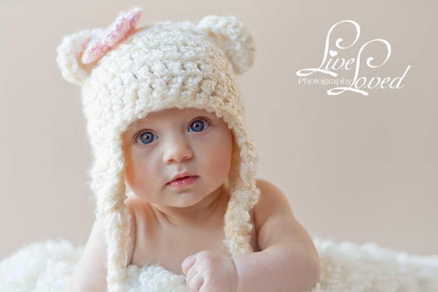 PDF CROCHET PATTERN 004 - Bear Earflap hat- Multiple sizes from newborn through age 4