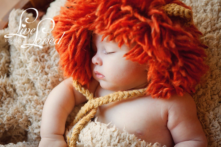 PDF CROCHET PATTERN 021 - Lion King bonnet - Size 0-3 months