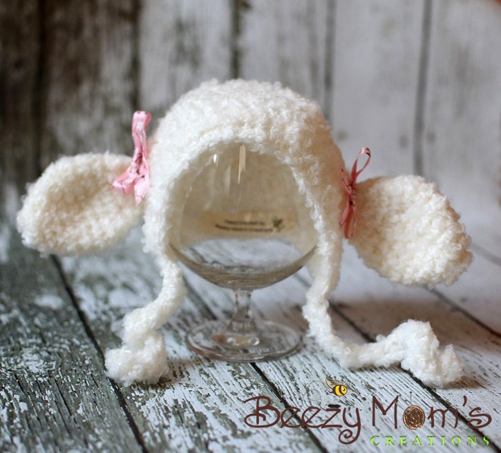 Download PDF crochet pattern 038 - Lil' Lamb bonnet
