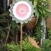 federal petal Glass Plate Flower No-Kill Ever-Blooming garden art ooak repurpose vintage pink