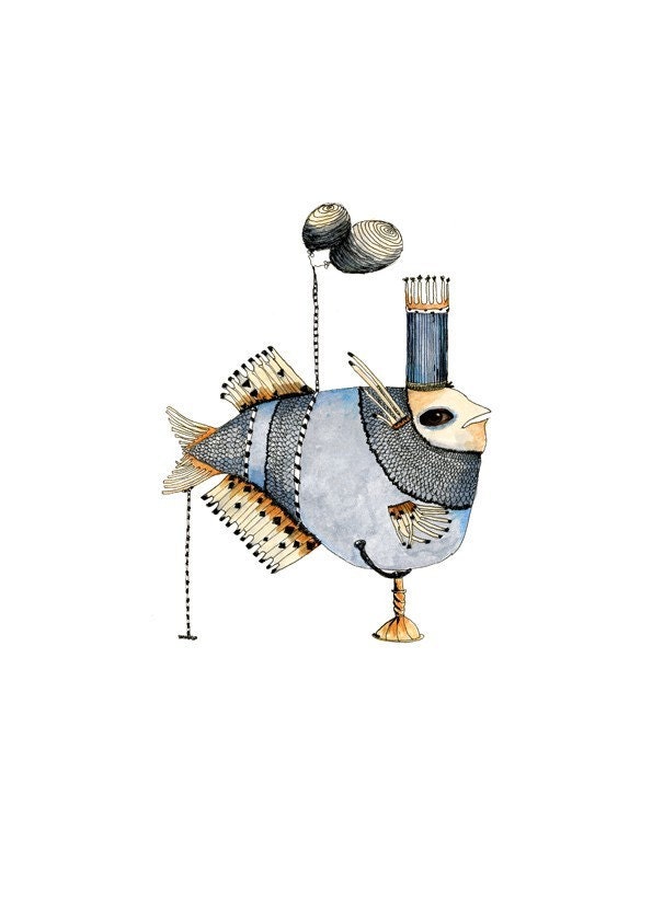 Fish Print Illustration 8x11