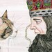 Print Cat and a King illustration 8x11