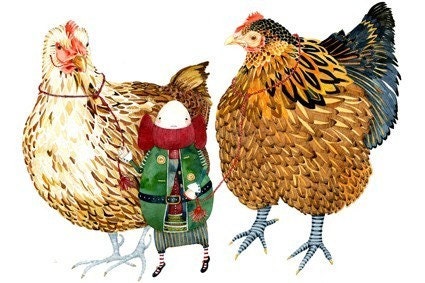 Bird Art Print Chicken or Egg illustration print 8x11