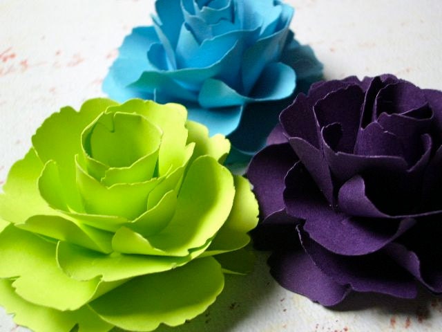 Peacock Collection - The Lady Flora Handmade Paper Flower  - (Set of 3)
