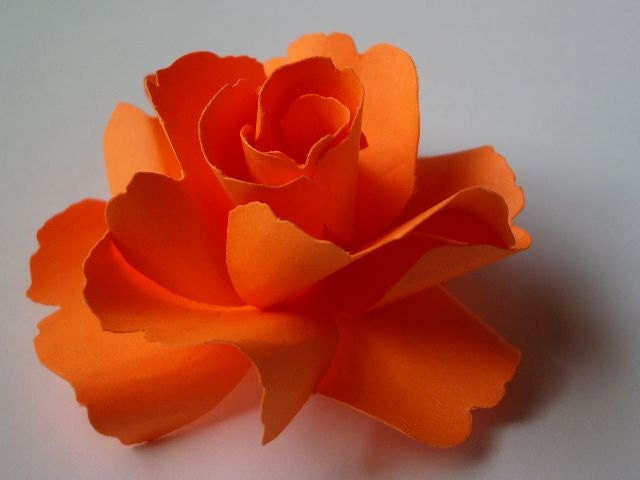 The Rose Handmade Paper Flower - Bright Orange - (Set of 3)