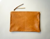 Brown Leather Clutch - Oversized Pouch - Touch