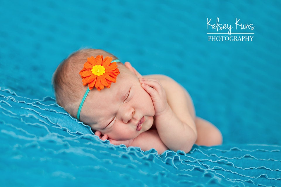 Orange and Yellow Daisy Headband- Adorable Newborn Headband