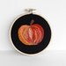 Abstract Orange Embroidered Pumpkin for Thanksgiving 4 inch Embroidery Hoop Fiber Art