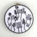 Black and White Hand Embroidery Crooked City 6 inch Embroidery Hoop Art Fiber Art Wall Hanging with Abstract Houses
