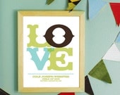 LOVE - baby birth, baptism, christening gift print - choose custom colors