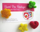 Needle Felted Fun Shaped Magnets - Set of Four - 100% Natural Wool - Rustic - Natural