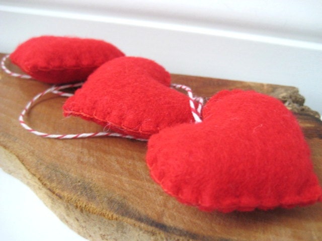 Red Heart Eco Felt Ornament - Handmade - Valentine's Day - Christmas Tree Ornament - Holiday Decoration