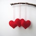 Red Heart Eco Felt Ornament - Handmade - Valentine's Day - Christmas Tree Ornament - Holiday Decoration