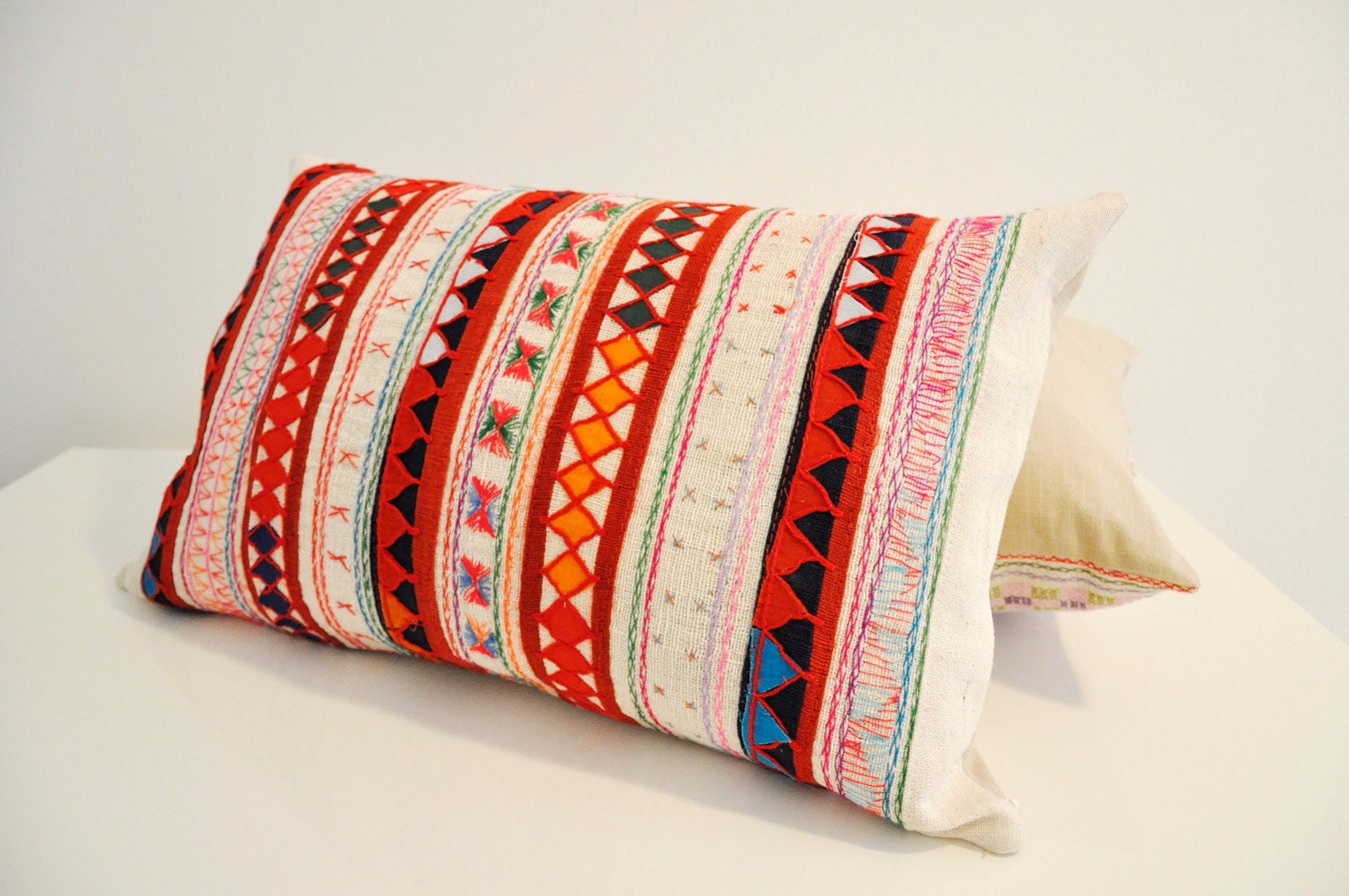 13x 20 White Lanna tribal pillow cover