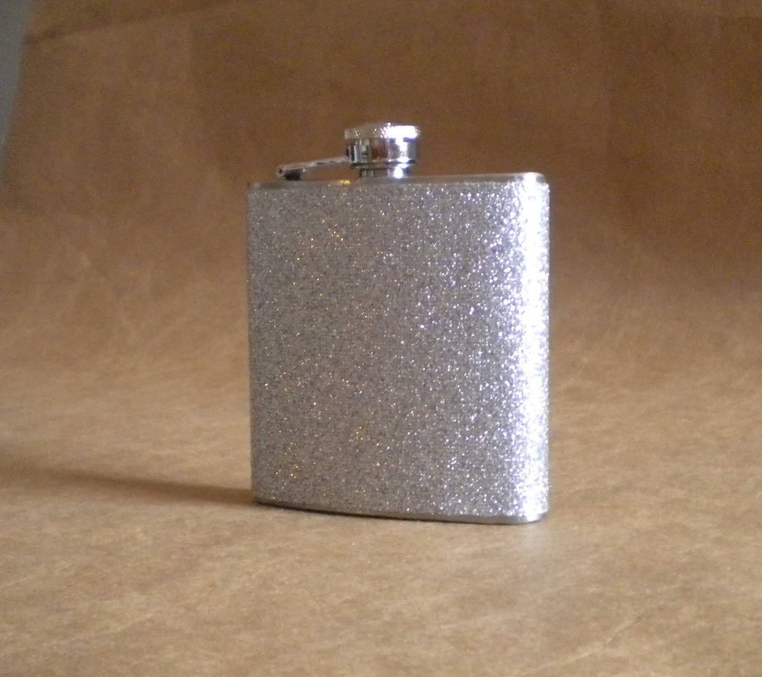 Silver Sparkly 6 ounce Stainless Steel Girly Gift Flask KR2D 4742