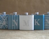 Bridesmaids Gift Flasks ANY 5 Print Design 6 ounce Flasks All with Rhinestone Initials KR2D 5350