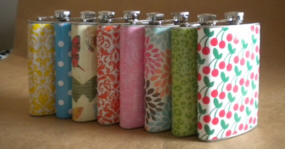 Flasks ANY 8 Print Design 8 ounce Gift Flasks