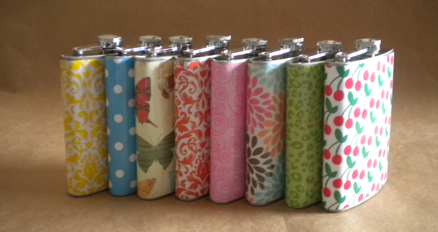 Flasks ANY 8 Print Design 8 ounce Gift Flasks