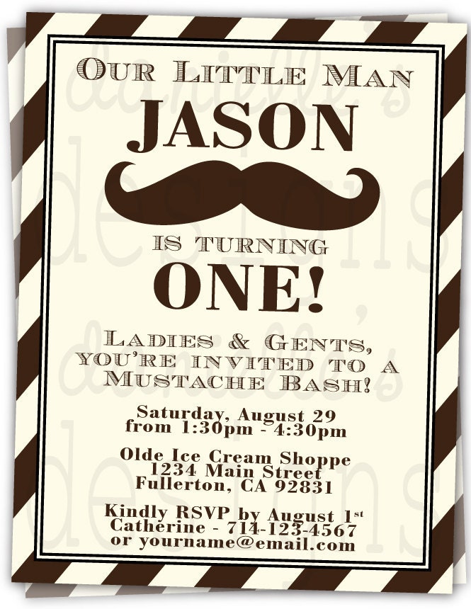 Mustache Bash Personalized Birthday Water Bottle Labels - 1st Birthday - 35 labels