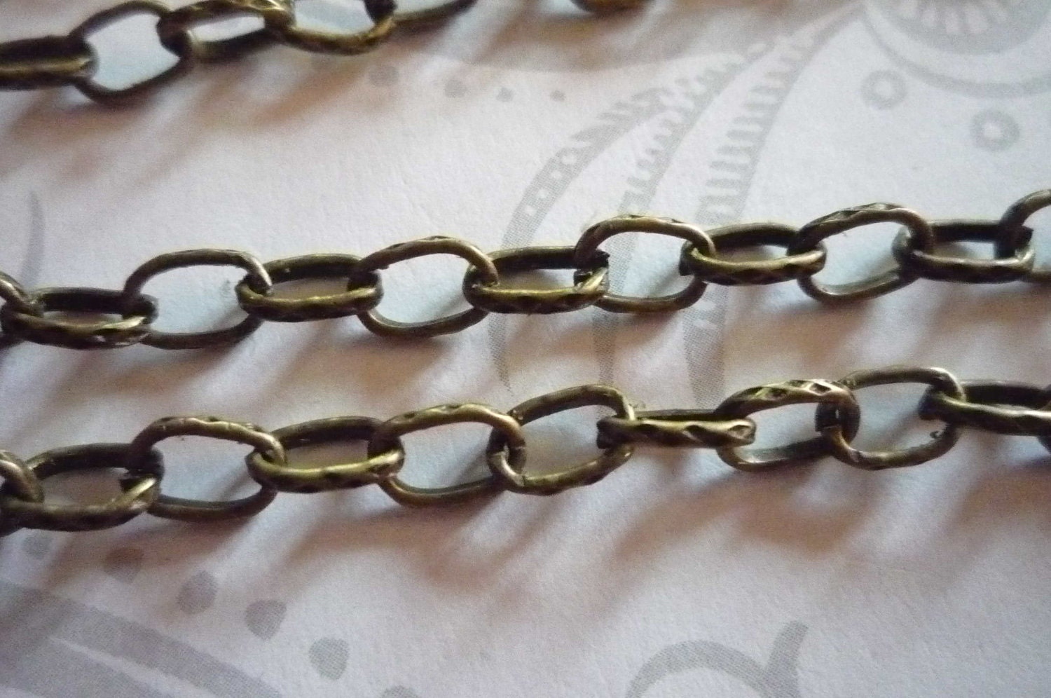 Textured Oval Rolo 4 X 6mm Chain in Antiqued Brass - 48 inches