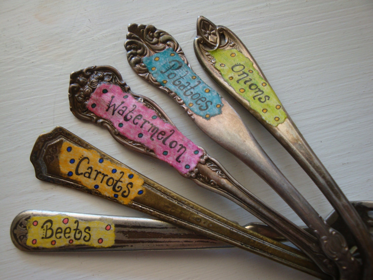 Whimsical Confetti Plant Garden Markers Set of 5