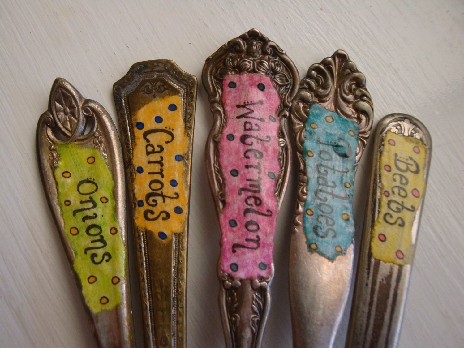 Whimsical Confetti Plant Garden Markers Set of 5