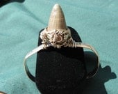 Organic Punk Rock Bracelet Most Beautiful Tan Fossil  Alligator Tooth set in Sterling Silver