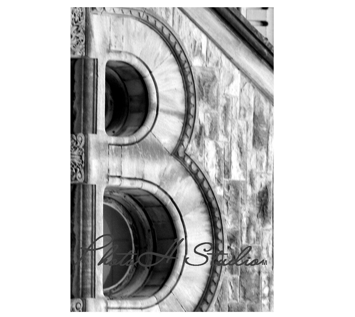 Letter B - Architectural Alphabet 4 X 6 Black and White Print