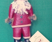 Papier Mache INUIT Eskimo Santa BELSNICKLE Primitive Figure Christmas from Vintage Mold By Susan Brack Folk Art