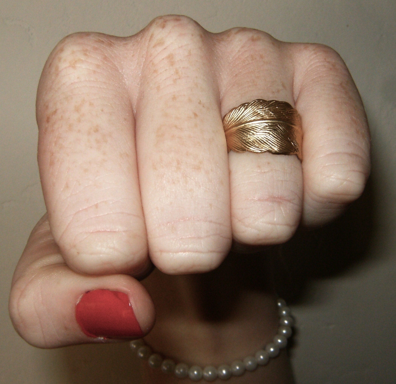Small Golden Feather Ring Adjustable