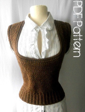 Crochet Vest Pattern-Scoop Neck Vest-Plus Size Clothing-PDF Pattern