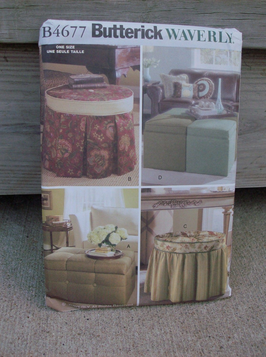 Never Been Used Vintage Butterick Waverly Pattern B4677 Storage Ottomans