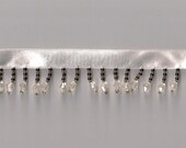 Ribbon Edge with Gold, Black and Clear Beads Trim 4 pieces