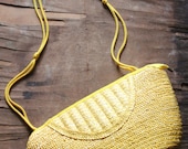Vintage 80's bright Yellow Straw Purse