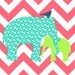 Chevron Elephants Wall Art Poster, Printable and Frameable, Mother and Baby Modern Print, Blue and Green, 11x14, 8x10, and 5x7