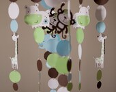 MOBILE KIT  Zoo Animals Baby Mobile - Monkey, Hippo, Elephant, Giraffe (boy)