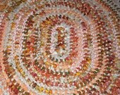Toothbrush Nalebinding Handmade Rag Scrap Fabric Rug Yellow Orange 24 53 Home Decor Gift Kitchen Bath Primitive Rustic Country Charm