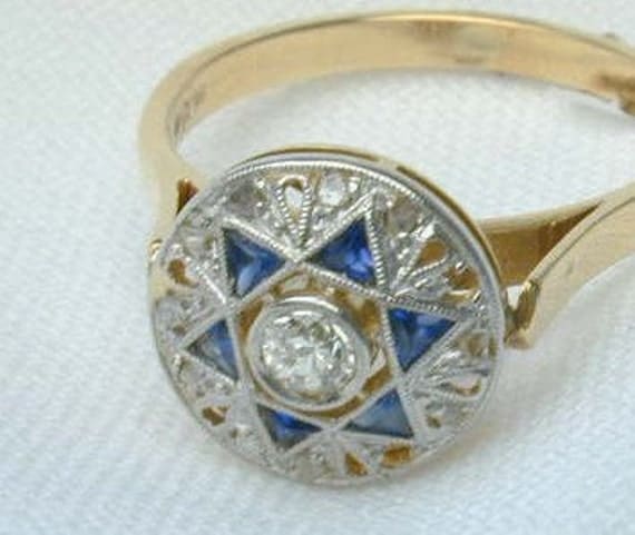 Antique Diamond and Sapphire Ring 1920s Vintage/ Hold for stephanie