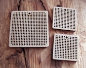 DO IT YOURSELF. Wood Needlecraft Pendant, Brooch, Necklace or Earring -3 pieces Blanks Set-