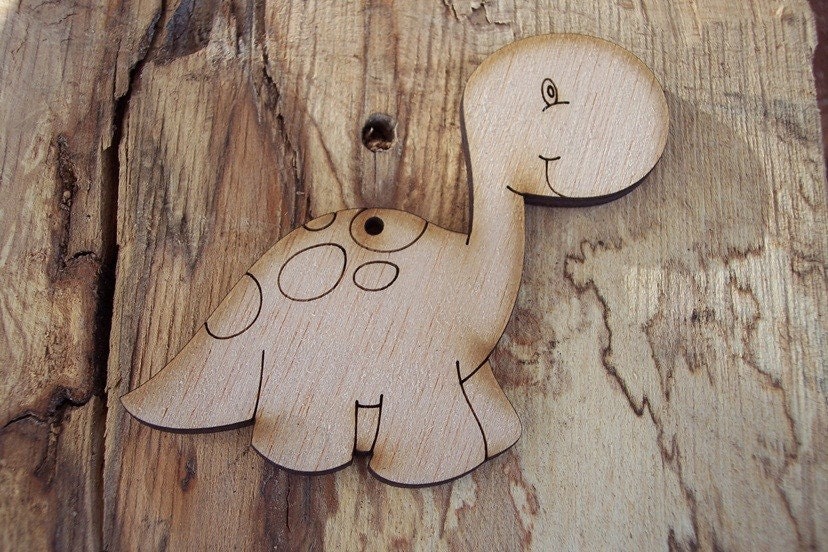 2 pieces Wood Dinosaur design - Plywood 4 mm Unfinished - Ready to paint