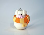 polymer clay scarf piggy key chain