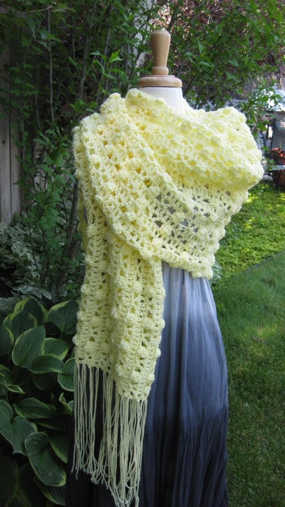 Yellow  Popcorn Shawl 143