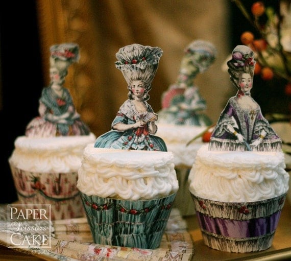 Marie Antoinette Soiree Printable Cupcake Topper And Wrapper Set- Simply Print, Cut, Assemble, Enjoy