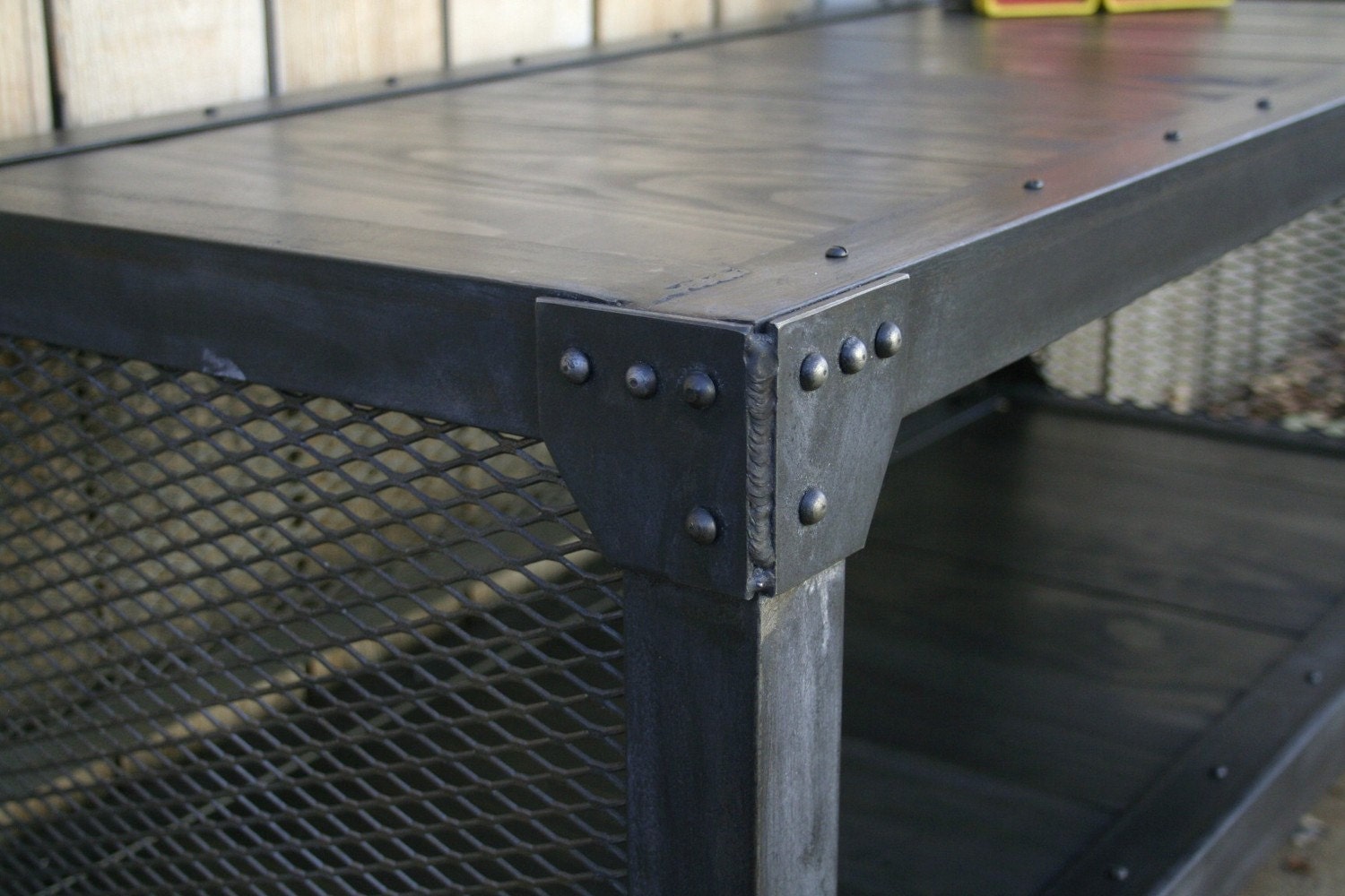 Handmade scrap metal media cabinet