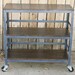 Handmade rolling scrap metal and wood table, kitchen cart, book shelf, wine/liquor cart, storage
