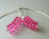 Bold Modern Pink Crystal Wishbone Sterling Silver Earrings - Style Nixie Simple, Unique, Bright