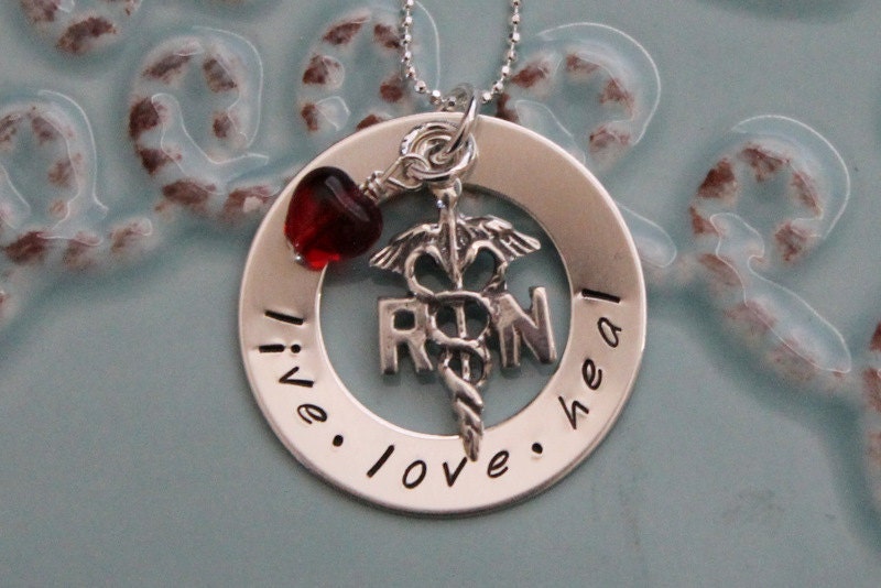 Personalized Hand Stamped-Sterling Silver Nurses Necklace
