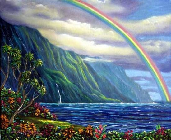 Somewhere Over The Rainbow Lies Heaven on Earth - oil painting by Kathy McCartney