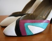 SALE Vintage Mario Brelli Multi-Color Heels