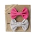Pink and Stripes - Hair Bows - Set of Two Bow Bobby Pins